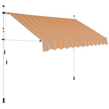 Vidaxl Ročno zložljiva tenda 300 cm rumene in modre črte