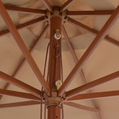 Greatstore Zunanji senčnik z lesenim drogom 350 cm taupe