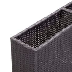 Vidaxl Visoka greda s 3 lonci 150x20x40 cm poli ratan črna