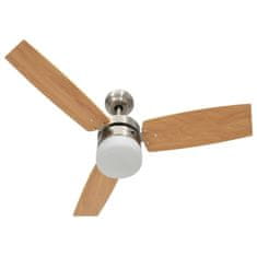 Vidaxl Stropni ventilator z lučjo in daljincem 108 cm svetlo rjav