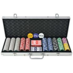 Greatstore Poker Set s 500 Laserskimi Žetoni Aluminij