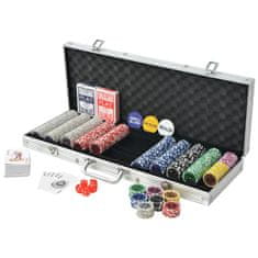 Greatstore Poker Set s 500 Laserskimi Žetoni Aluminij