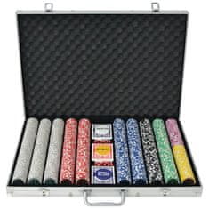 Greatstore Poker Set s 1000 Laserskimi Žetoni Aluminij