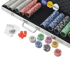 Greatstore Poker Set s 500 Laserskimi Žetoni Aluminij