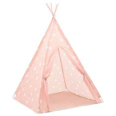 Vidaxl Otroški tipi šotor z vrečo poliester roza 115x115x160 cm