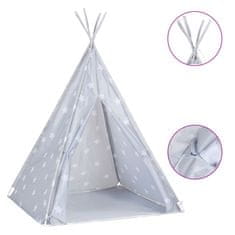 Vidaxl Otroški tipi šotor z vrečo poliester siv 115x115x160 cm