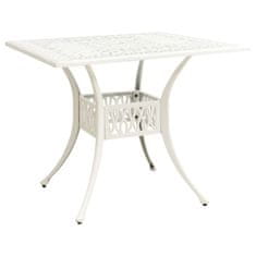 Vidaxl Vrtna miza bela 90x90x73 cm liti aluminij