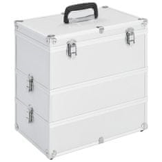 Vidaxl Kovček za ličila 37x24x40 cm srebrn aluminij