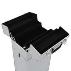 Vidaxl Voziček za ličila iz aluminija srebrn