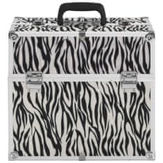 Vidaxl Kovček za ličila 37x24x35 cm zebrast aluminij