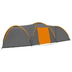 Greatstore Šotor za kampiranje iglu 650x240x190cm za 8 oseb siv in oranžen