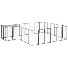 Vidaxl Pasji boks črn 12,1 m² jeklo