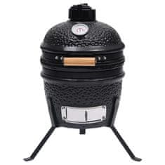 Greatstore Kamado žar za dimljenje 2 v 1 iz keramike 56 cm črn