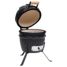 Greatstore Kamado žar za dimljenje 2 v 1 iz keramike 56 cm črn