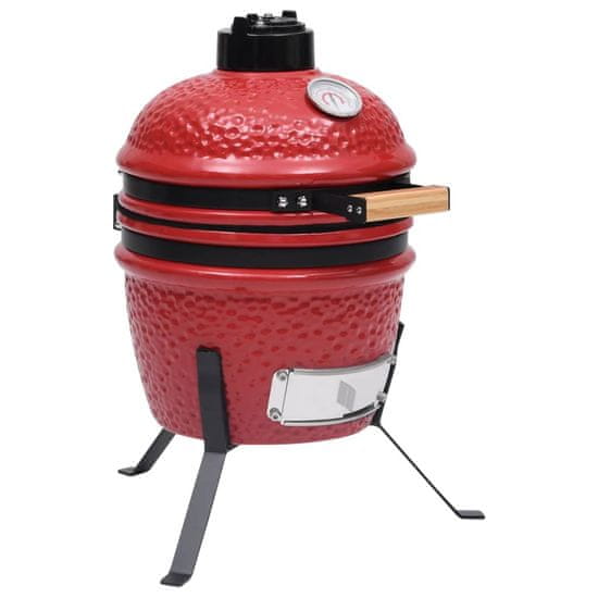 Greatstore Kamado žar za dimljenje 2 v 1 iz keramike 56 cm rdeč