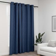 shumee Zatemnitvena zavesa z obročki videz platna modra 290x245 cm