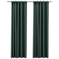 Vidaxl Zatemnitvene zavese z obešali 2 kosa zelene 140x245 cm