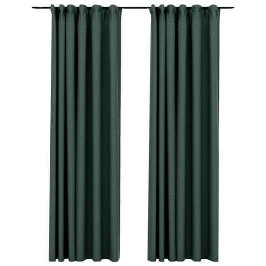 Vidaxl Zatemnitvene zavese z obešali 2 kosa zelene 140x245 cm