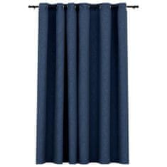 shumee Zatemnitvena zavesa z obročki videz platna modra 290x245 cm