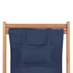 Greatstore Zložljiv stol za na plažo blago in lesen okvir modre barve
