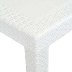 Vidaxl Vrtna miza iz plastike 220x90x72 cm bela videz ratana