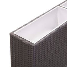 Vidaxl Visoka greda s 3 lonci 150x20x40 cm poli ratan črna