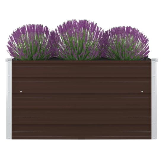 Vidaxl Dvignjeno cvetlično korito 100x100x45 cm pocinkano jeklo rjavo