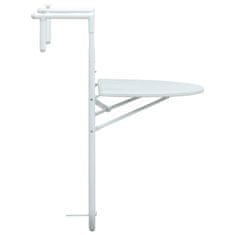 Vidaxl Viseča balkonska mizica bela 60x64x83,5cm plastika videz ratana