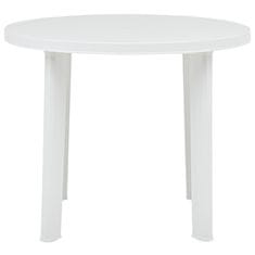 Vidaxl Vrtna miza bela 89 cm plastika