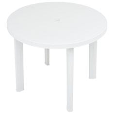 Vidaxl Vrtna miza bela 89 cm plastika