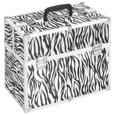 Vidaxl Kovček za ličila 37x24x35 cm zebrast aluminij