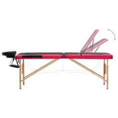 Greatstore Zložljiva masažna miza 3-conska les črna in roza
