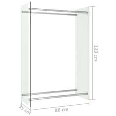 Vidaxl Stojalo za drva prozorno 80x35x120 cm steklo