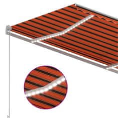 Vidaxl Ročno zložljiva tenda z LED lučmi 350x250 cm oranžna in rjava