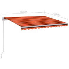 Vidaxl Ročno zložljiva tenda z LED lučmi 350x250 cm oranžna in rjava