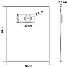 Vidaxl Kad za tuš SMC siva 90x70 cm