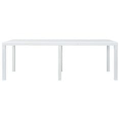Vidaxl Vrtna miza iz plastike 220x90x72 cm bela videz ratana