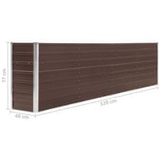 Vidaxl Dvignjeno cvetlično korito 320x40x77 cm pocinkano jeklo rjavo