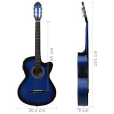 Vidaxl Akustična kitara z izenačevalnikom in 6 strunami modra
