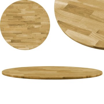 Vidaxl Površina za mizo trden hrastov les okrogla 23 mm 400 mm