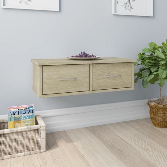 Vidaxl Stenska polica s predali sonoma hrast 60x26x18,5 cm iverna pl.