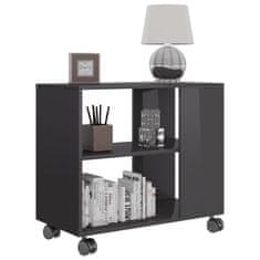 Vidaxl Stranska mizica visok sijaj siva 70x35x55 cm iverna plošča