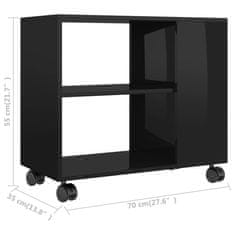 Vidaxl Stranska mizica visok sijaj črna 70x35x55 cm iverna plošča
