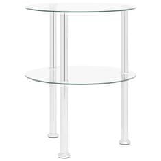 Vidaxl 2-nadstropna stranska mizica prozorna 38 cm kaljeno steklo