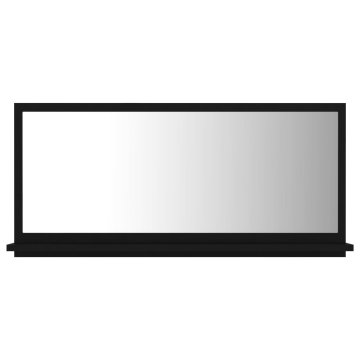 Vidaxl Kopalniško ogledalo črno 80x10,5x37 cm iverna plošča
