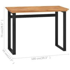 Vidaxl Pisalna miza 100x45x75 cm trdna tikovina