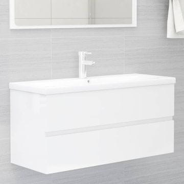 shumee Omarica za umivalnik visok sijaj bela 100x38,5x45 cm iverna pl.