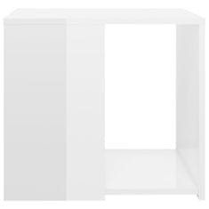 Vidaxl Stranska mizica visok sijaj bela 50x50x45 cm iverna plošča
