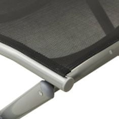 shumee Zložljiv stolček za noge črn in srebrn tekstil in aluminij