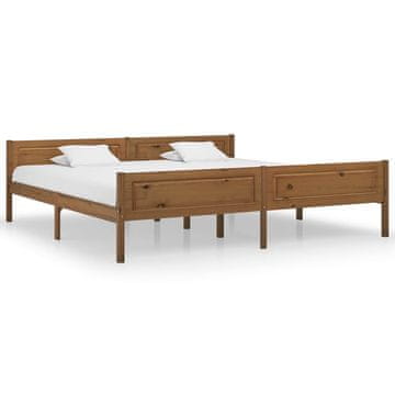 Vidaxl Posteljni okvir trdna borovina medeno rjav 200x200 cm